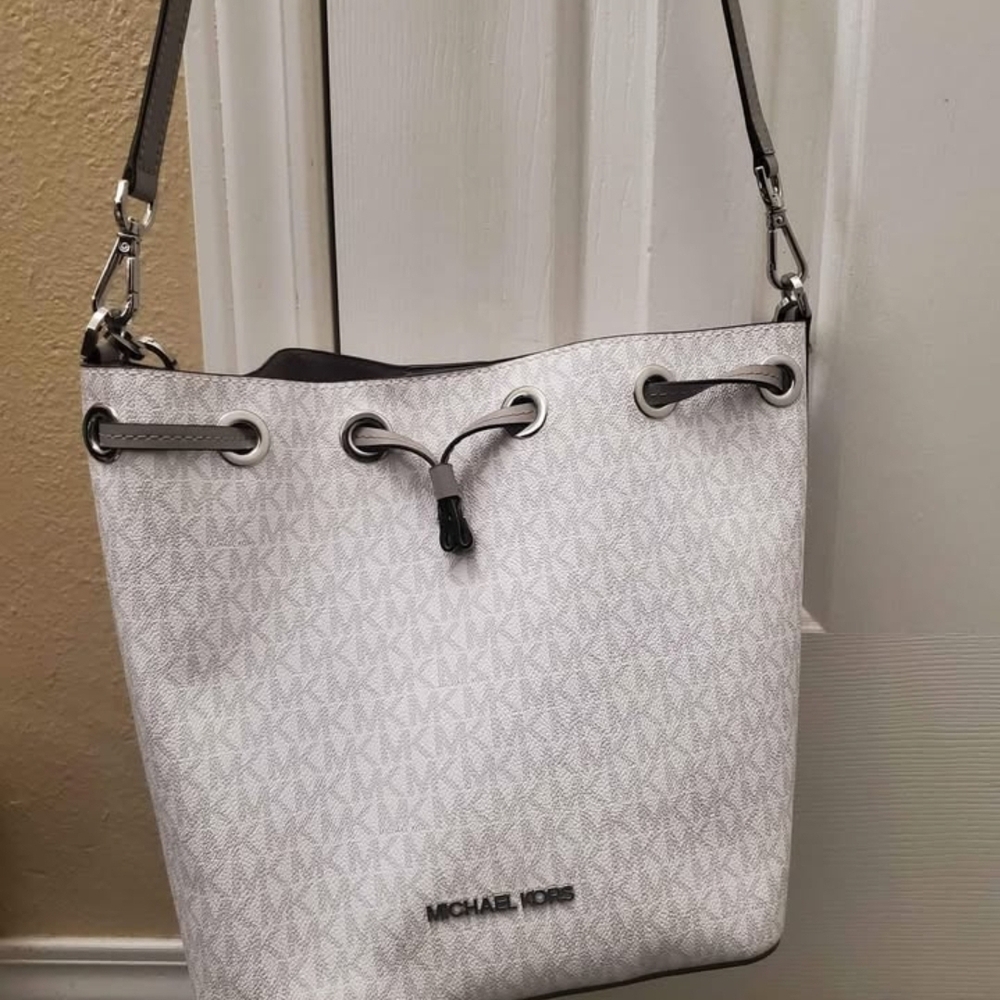 Michael Kors Monogram White Shoulder Bag